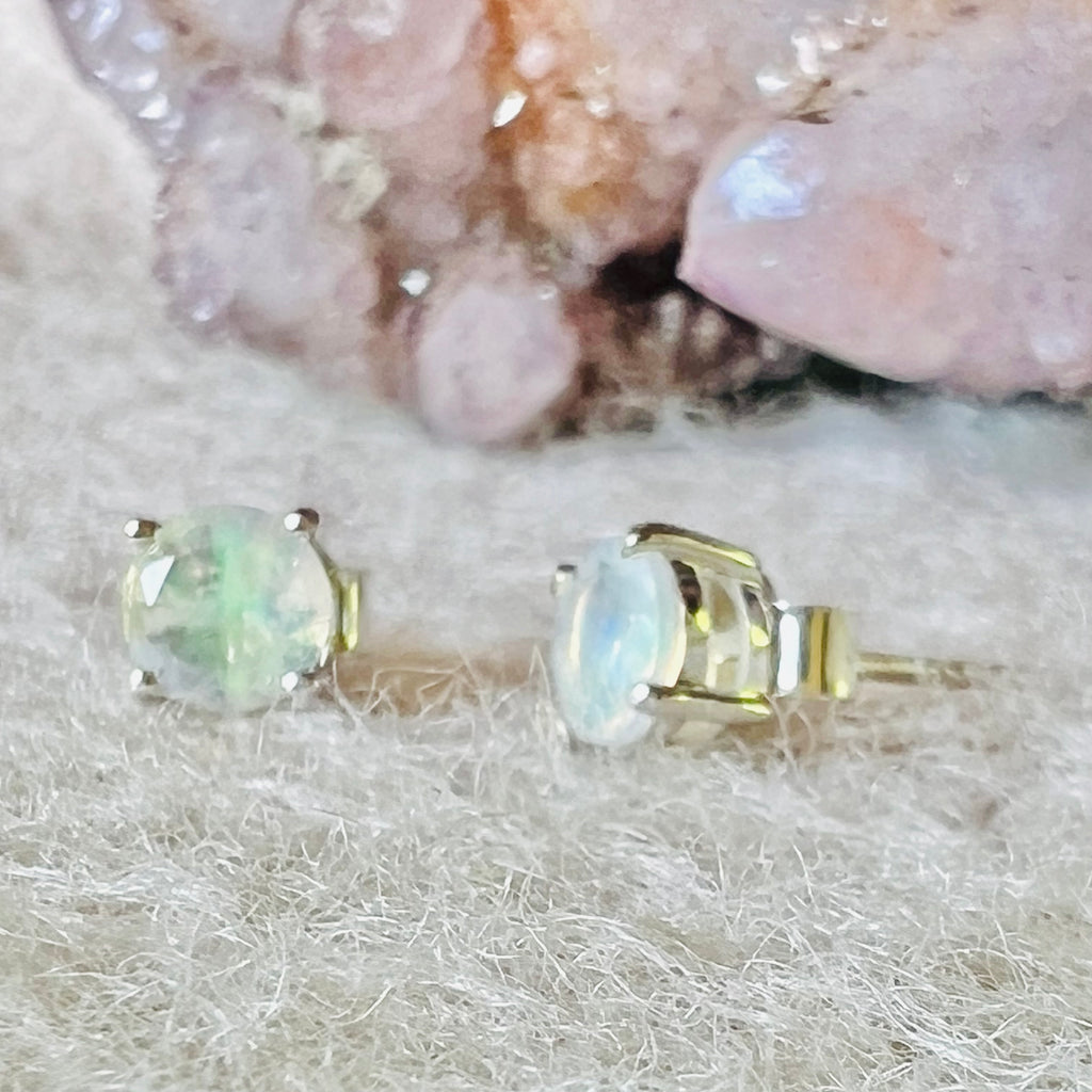 Cercei stud opal din argint 6 mm Round, druzy.ro, pietre semipretioase 2