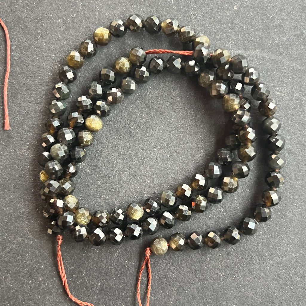 Sirag margele pietre semipretioase sfere fatetate OBSIDIAN AURIU, pietre semipretioase - druzy.ro 3 
