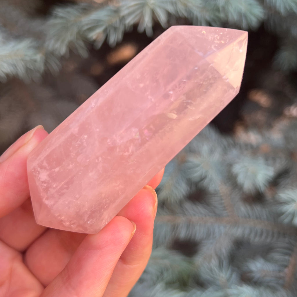 Dublu varf cuart roz model 1 din Madagascar, pietre semipretioase - druzy.ro 5