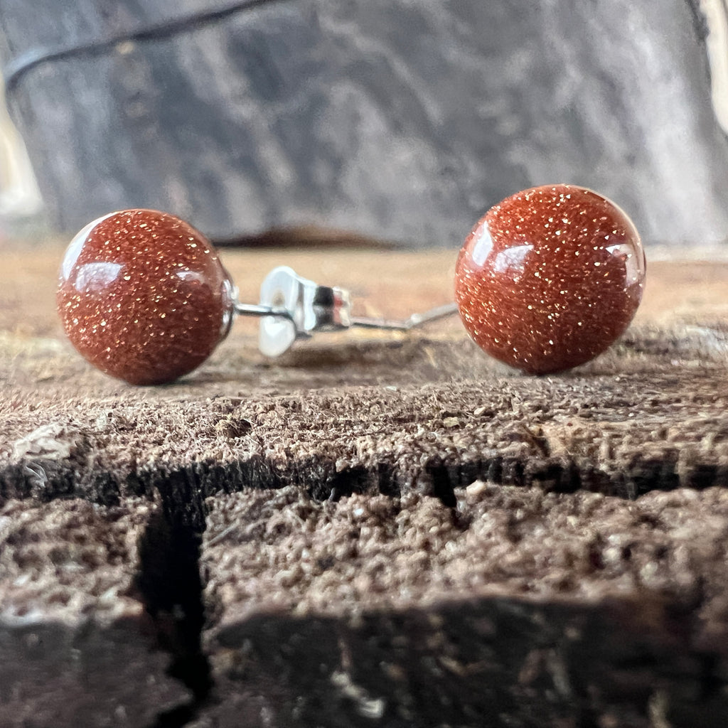 Cercei stud sfere nisipit 8 mm, pietre semipretioase - druzy.ro 2 