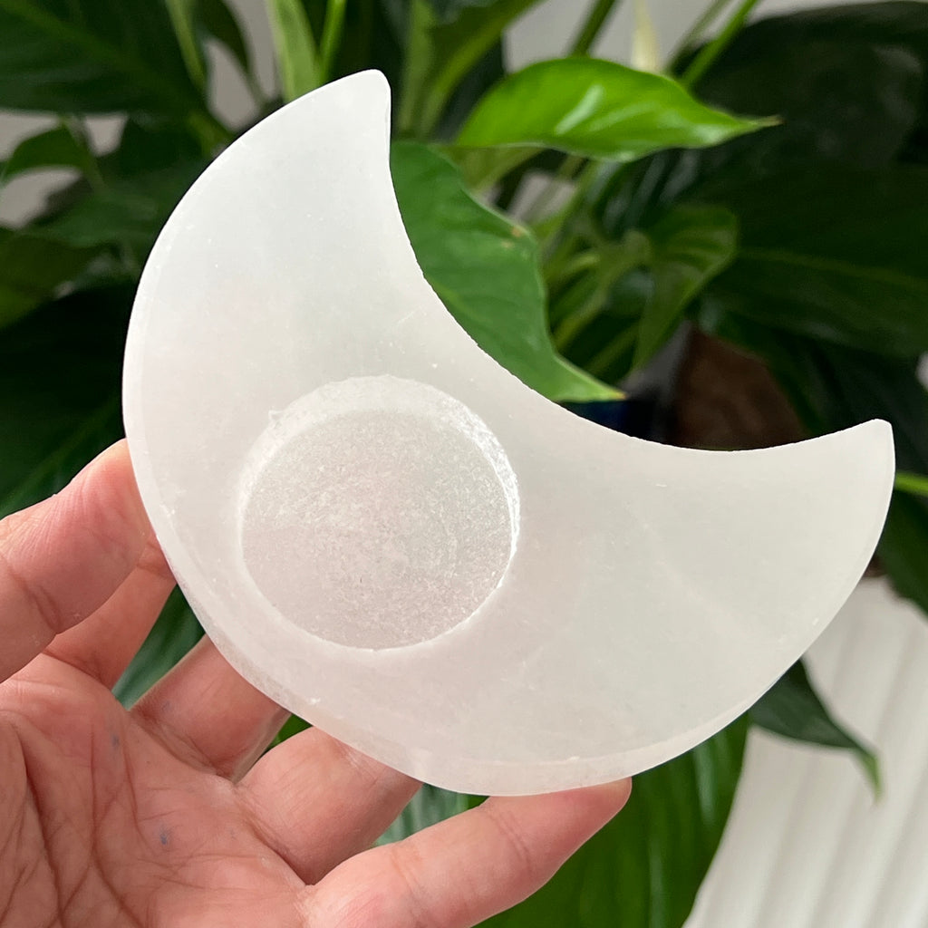 Suport lumanare selenit | Moon, pietre semipretioase - druzy.ro 5 