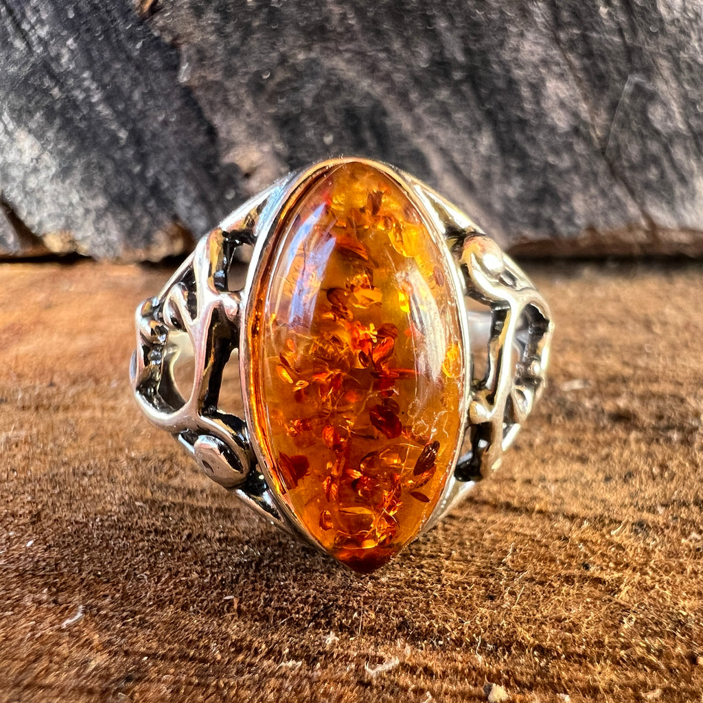 Inel argint cu chihlimbar Amber8, pietre semipretioase - druzy.ro 1 