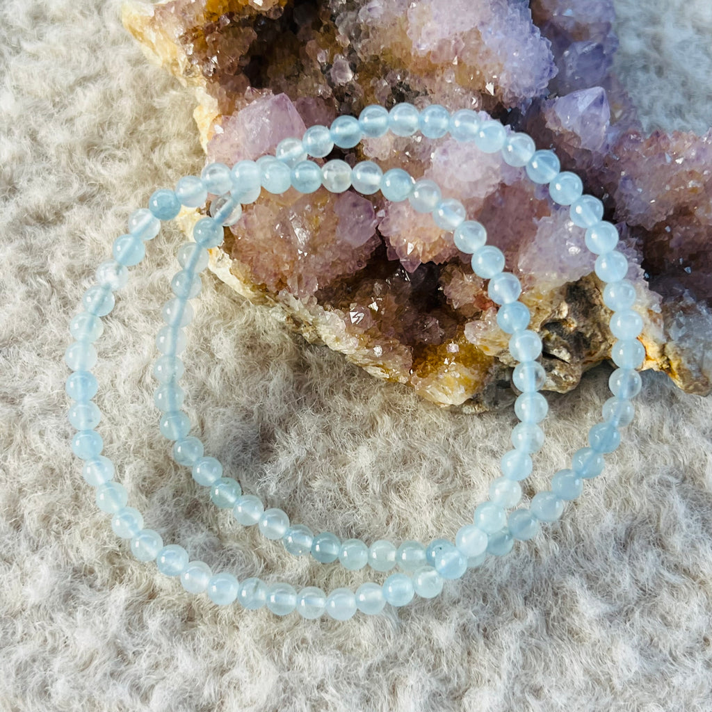 Bratara 4 mm cristal acvamarin AAA, pietre semipretioase, DRUZY.RO 1