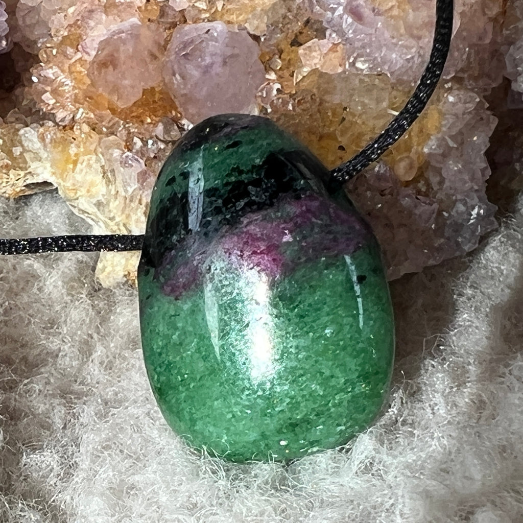 Colier pandantiv rubin in zoisit DROP, pietre semipretioase - druzy.ro 1 