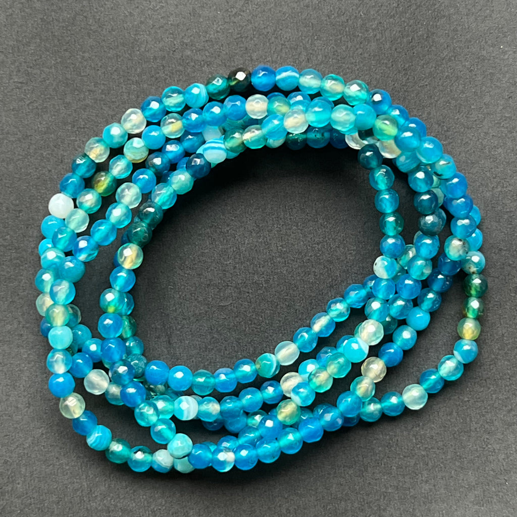Bratara fatetata agat albastru 4 mm, pietre semipretioase - druzy.ro 1 
