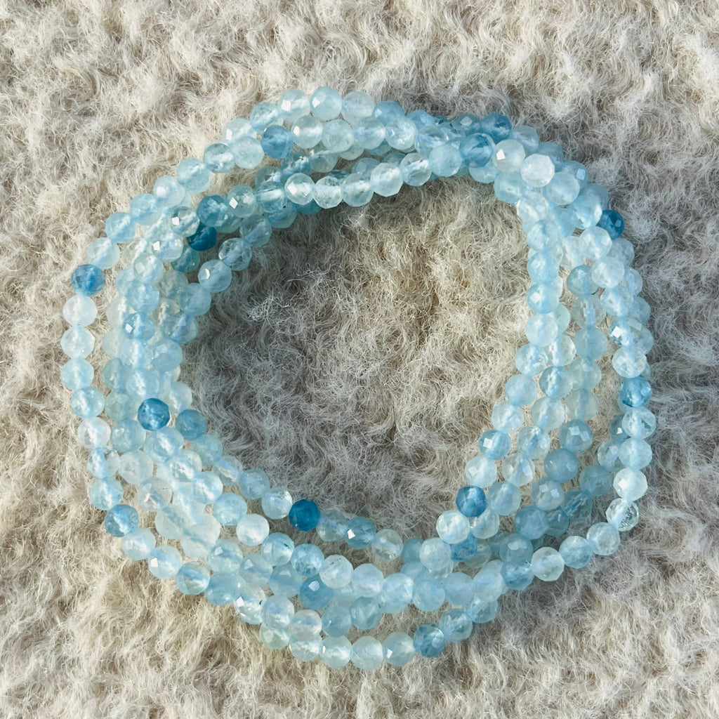 Bratara fatetata 4 mm cristal acvamarin AAA, pietre semipretioase, DRUZY.RO 2
