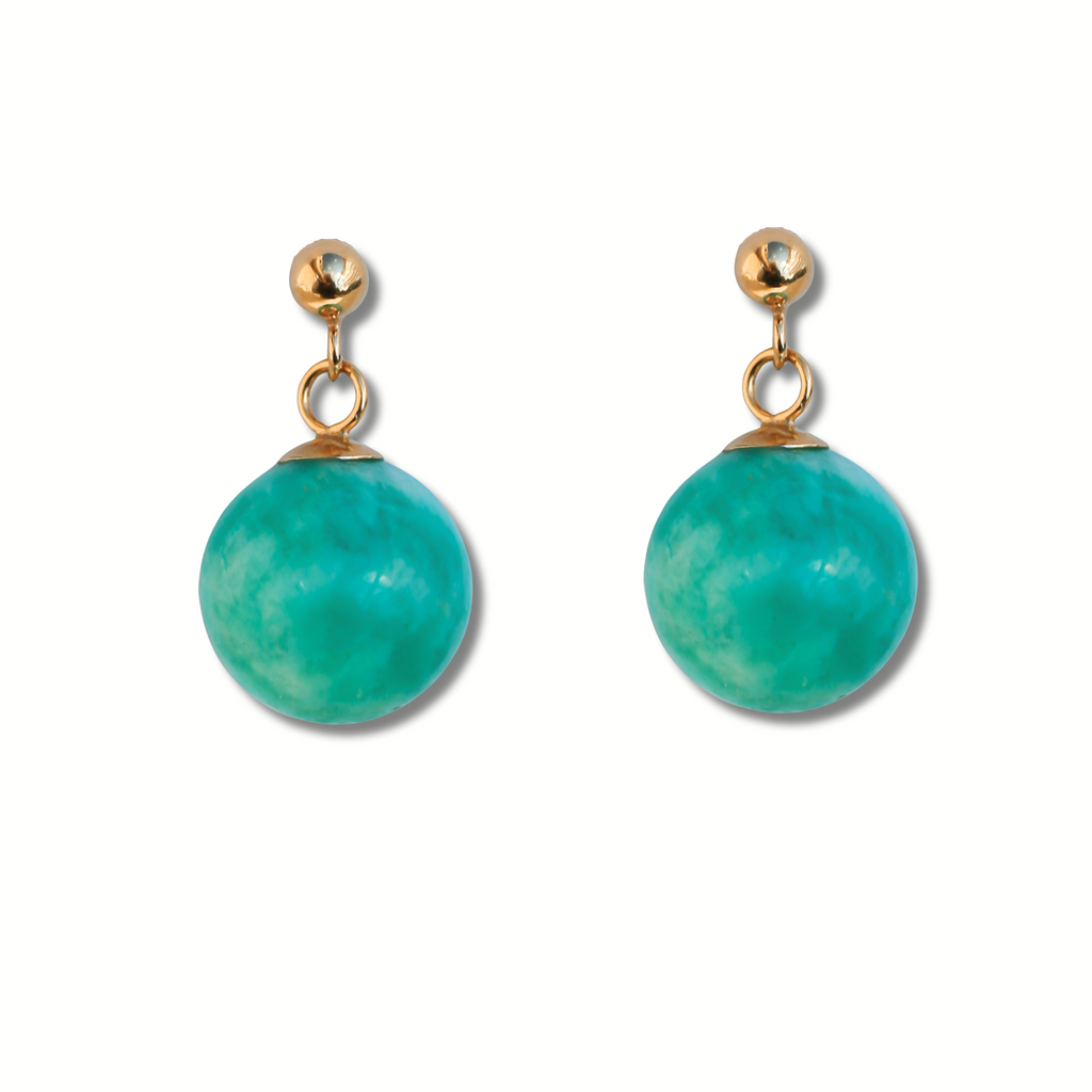 Cercei amazonit 10 mm, aur filat - Whisper of Harmony, pietre semipretioase - druzy.ro 1 
