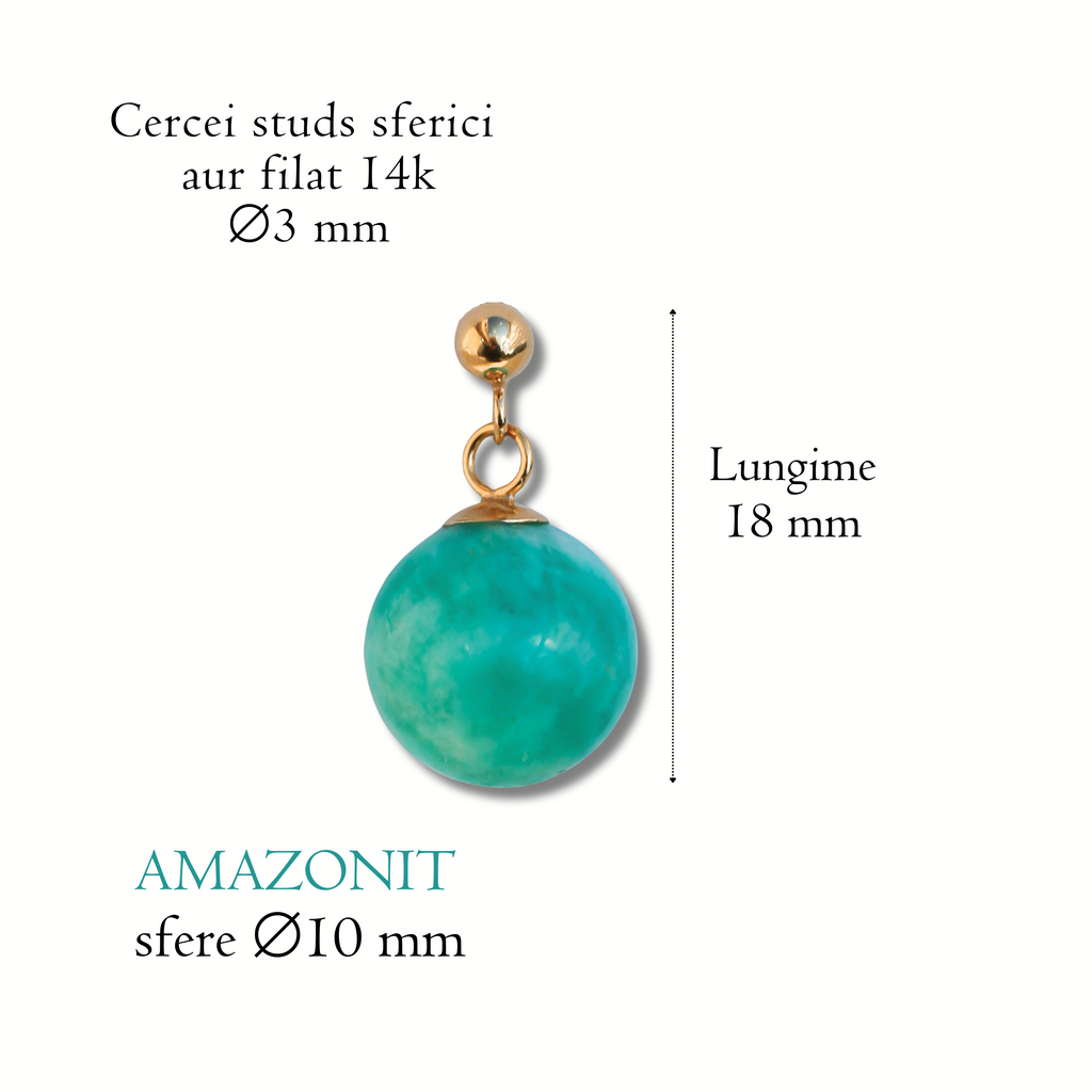 Cercei amazonit 10 mm, aur filat - Whisper of Harmony, pietre semipretioase - druzy.ro 4 