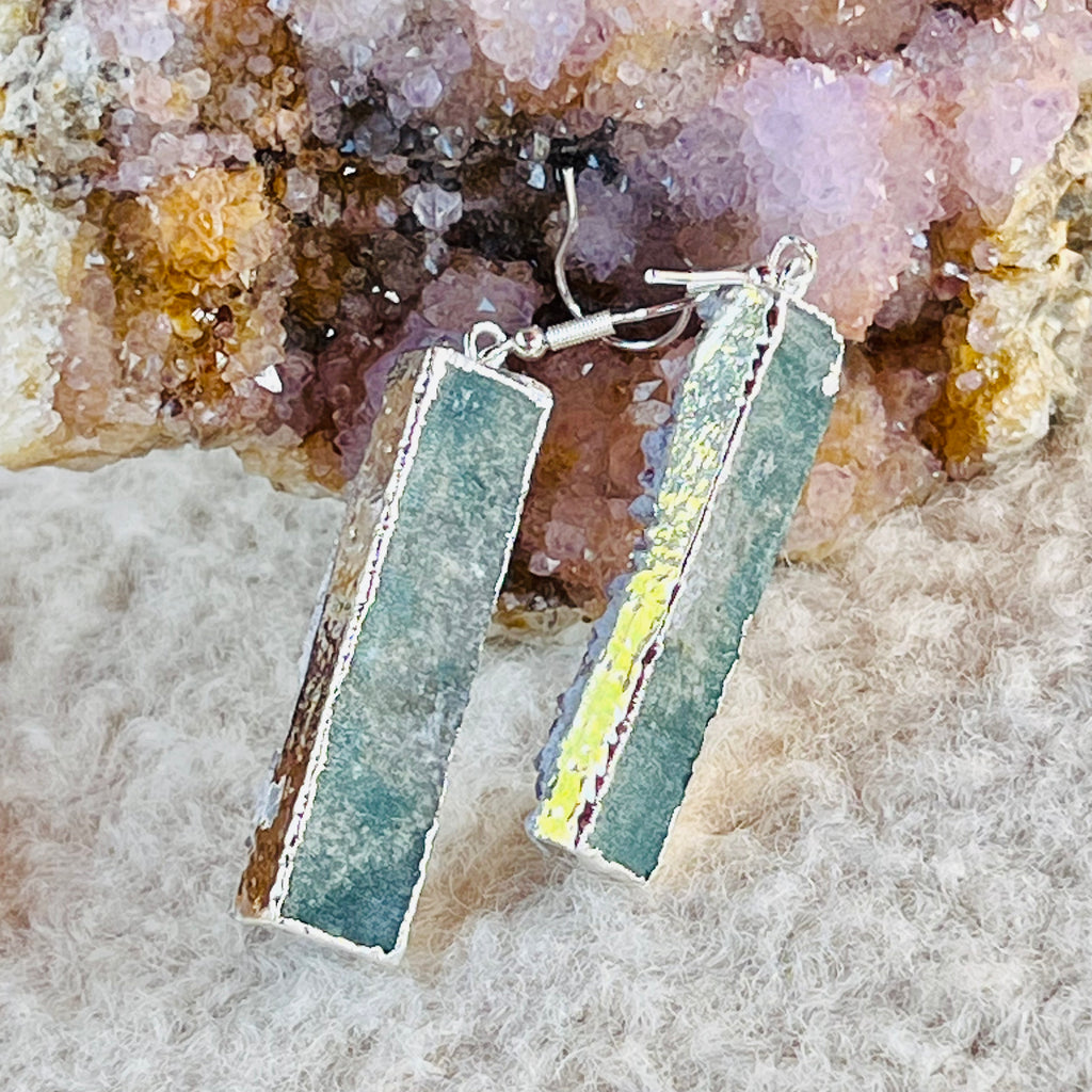 Cercei felii agat druzy placati cu argint din Brazilia model 2, druzy.ro, cristale 3