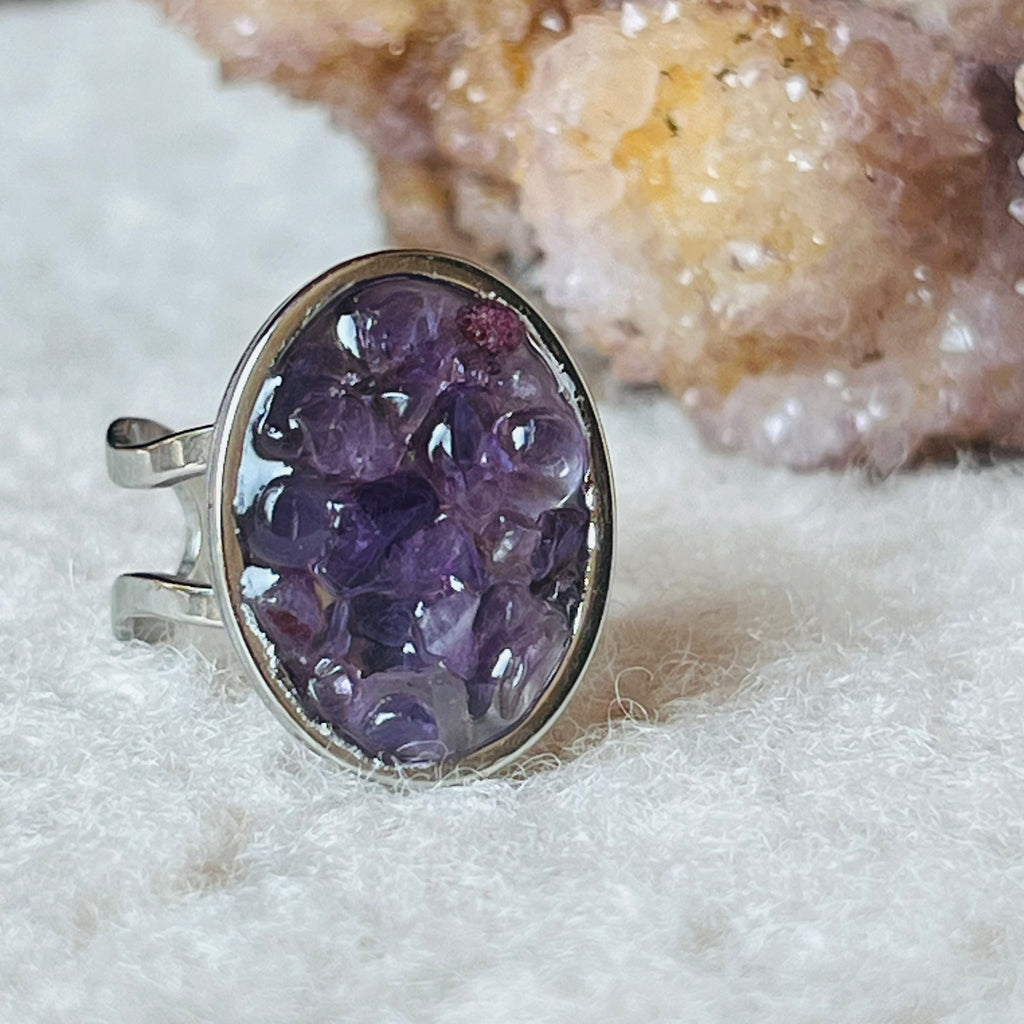 Inel reglabil ametist Abundance, druzy.ro, cristale 1