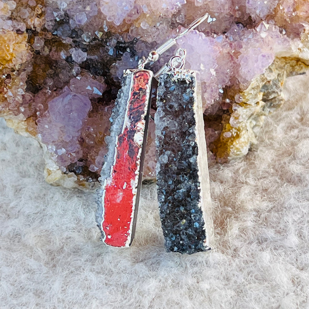 Cercei felii agat druzy placati cu argint din Brazilia model 1, druzy.ro, cristale 2