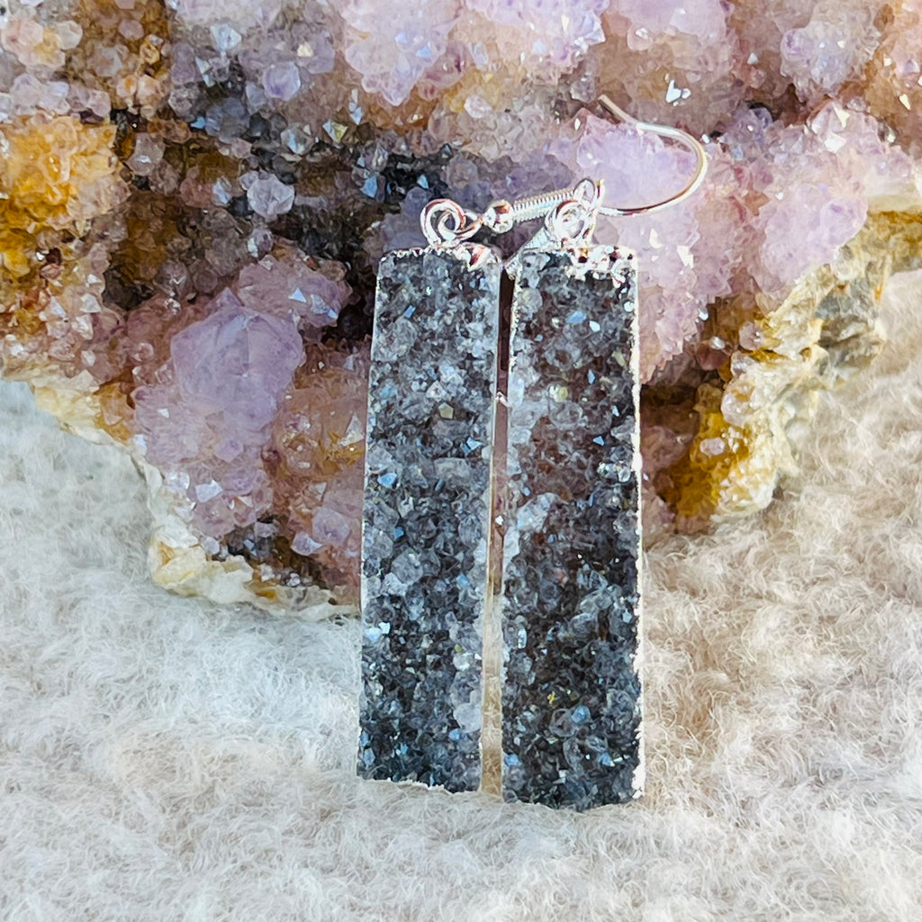 Cercei felii agat druzy placati cu argint din Brazilia model 1, druzy.ro, cristale 3