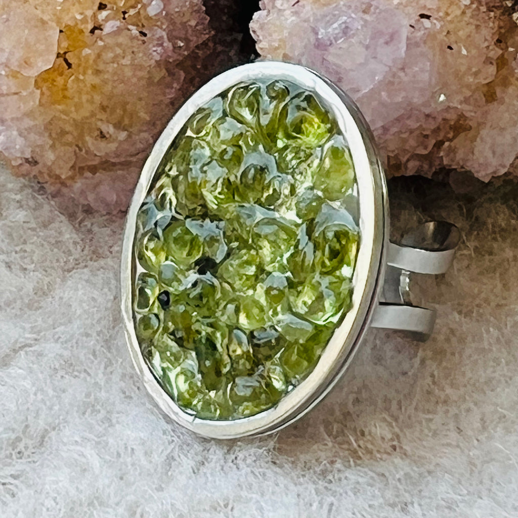 Inel reglabil peridot Abundance, druzy.ro, cristale 3