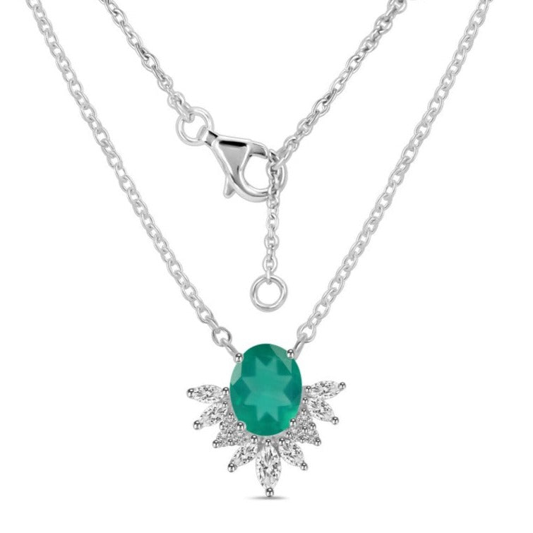 Colier onix verde, topaz alb Nature, druzy.ro, pietre semipretioase 3