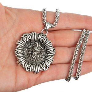 Pandantiv Lion Head cu snur negru, druzy.ro, cristale 3