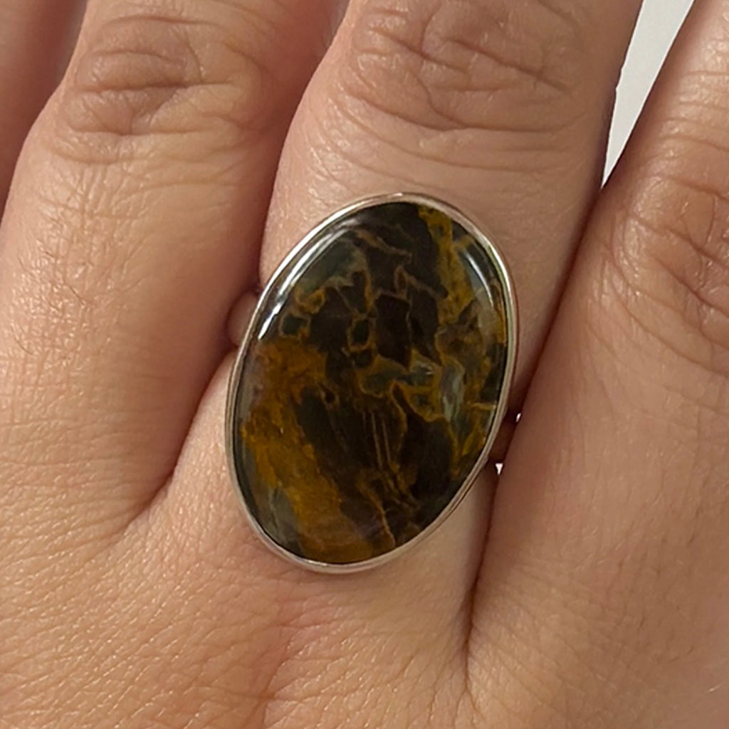 Inel ajustabil pietersit din argint, piatra furtunii model 1, pietre semipretioase - druzy.ro 1 