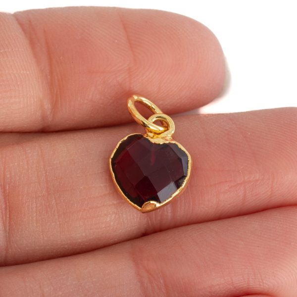 Pandantiv mini inima granat 1 cm, piatra lunii ianuarie, birthstone, pietre semipretioase - druzy.ro 2 