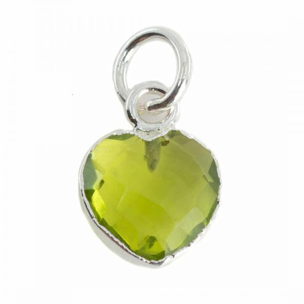 Pandantiv inima peridot 1 cm, argint, piatra lunii august, birthstone, pietre semipretioase - druzy.ro 1 