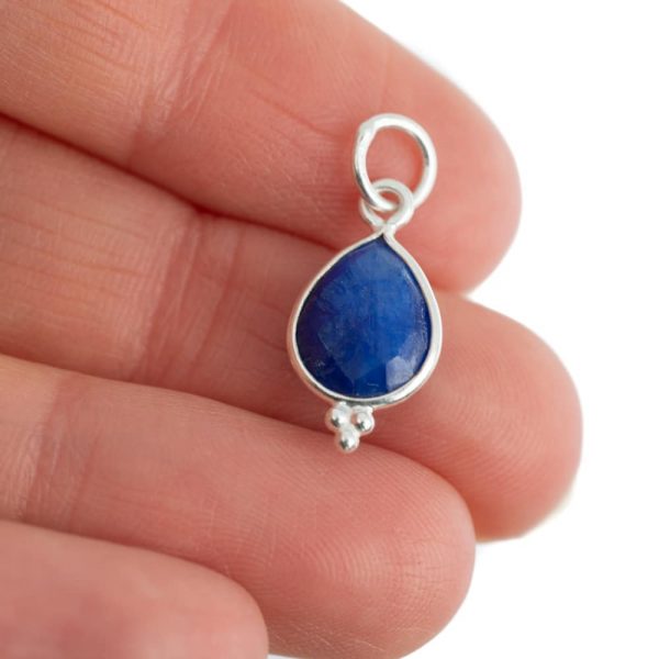 Pandantiv safir 1 cm, argint, piatra lunii septembrie, birthstone, pietre semipretioase - druzy.ro 3 