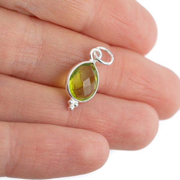 Pandantiv peridot 1.2 cm, argint, piatra lunii august, birthstone, druzy.ro, cristale 3