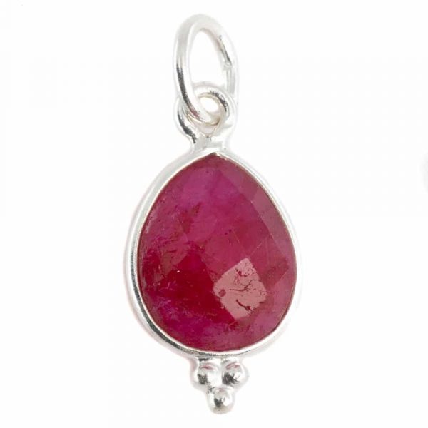 Pandantiv rubin 1.2 cm, piatra lunii iulie, birthstone -argint, pietre semipretioase - druzy.ro 1 