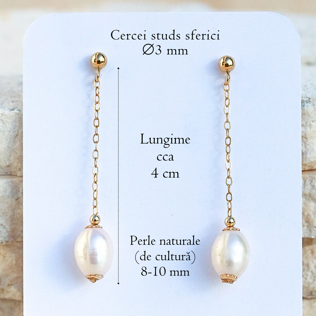 Cercei perle naturale, aur filat - Soul Pearl #5, pietre semipretioase - druzy.ro 7 