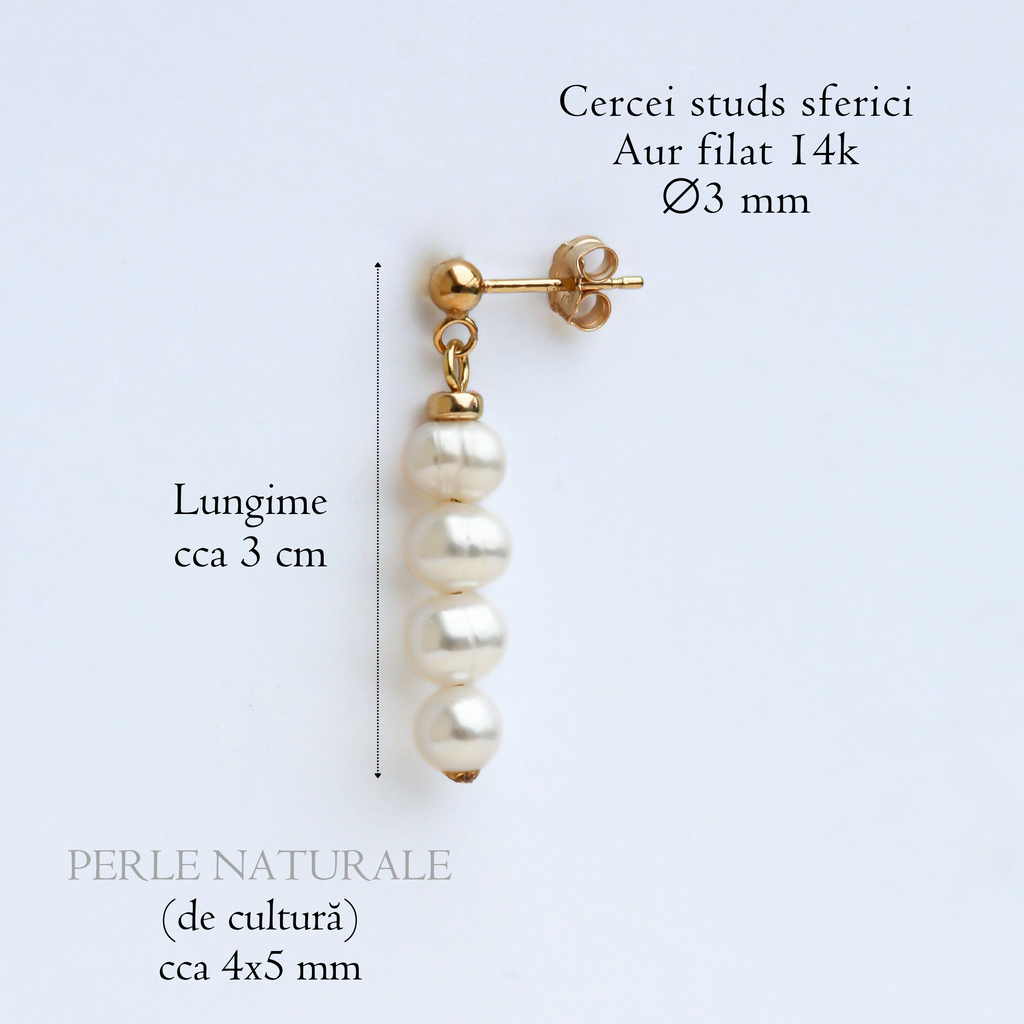 Cercei perle naturale, aur filat - Soul Pearl #7, pietre semipretioase - druzy.ro 3 