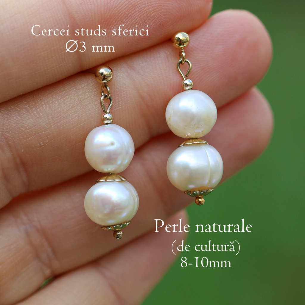 Cercei perle naturale, aur filat - Soul Pearl #8, pietre semipretioase - druzy.ro 4 