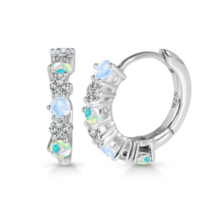 Cercei stud opal si piatra lunii din argint Hoop, druzy.ro, pietre semipretioase 3