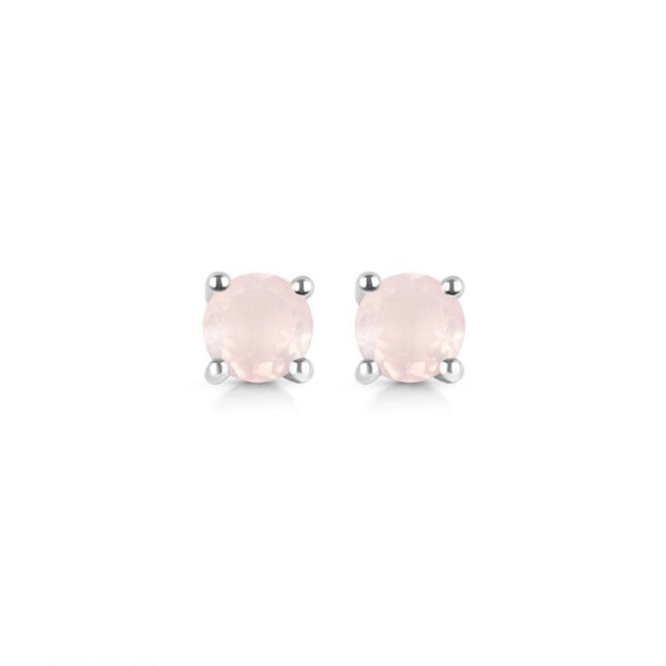 Cercei stud cuart roz 5 mm din argint, druzy.ro, pietre semipretioase 4