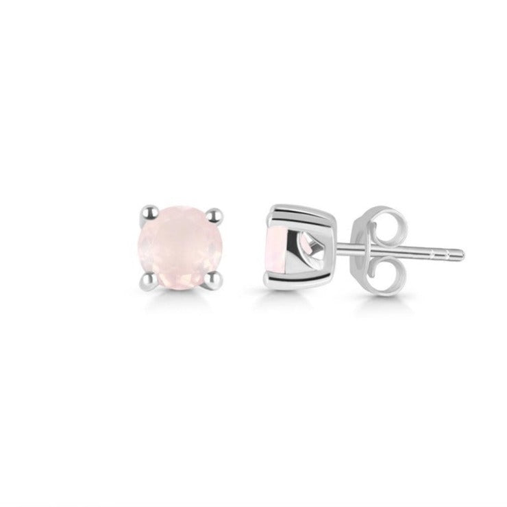 Cercei stud cuart roz 5 mm din argint, druzy.ro, pietre semipretioase 2
