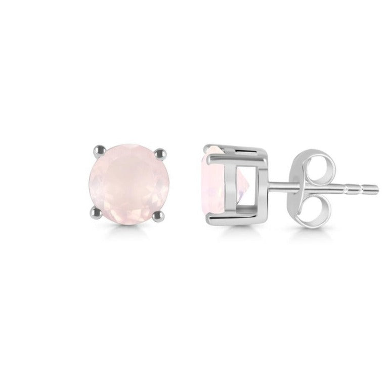 Cercei stud cuart roz 7 mm din argint, druzy.ro, pietre semipretioase 2