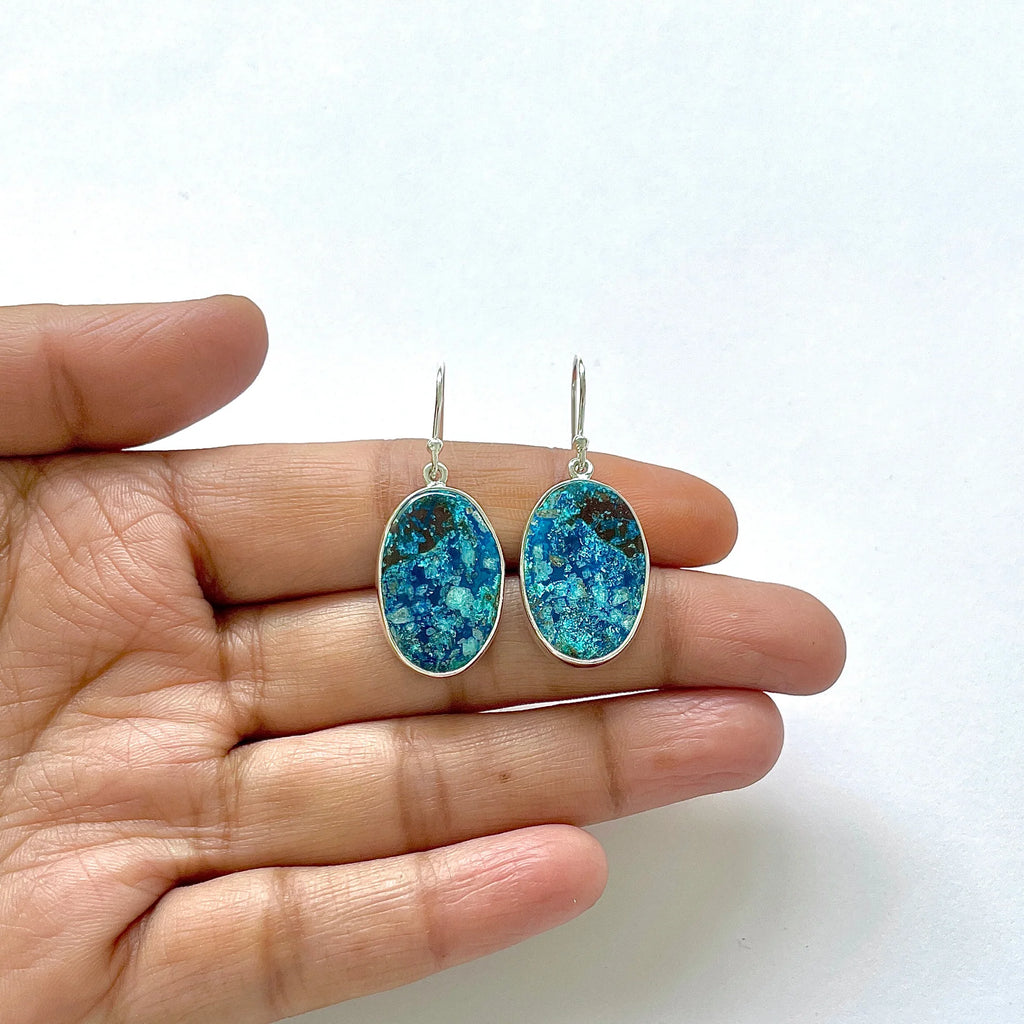 Cercei shattuckite din argint | Model 1, pietre semipretioase - druzy.ro 2 