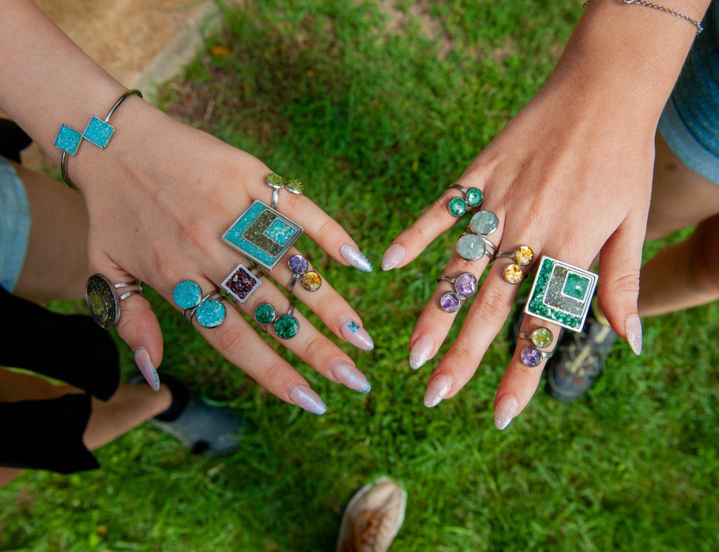 Inel reglabil peridot Suns, druzy.ro, cristale 5