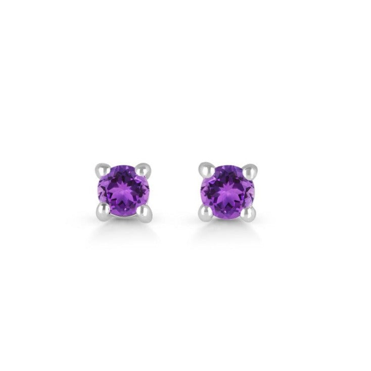 Cercei stud ametist argint 3 mm Round, druzy.ro, pietre semipretioase 1