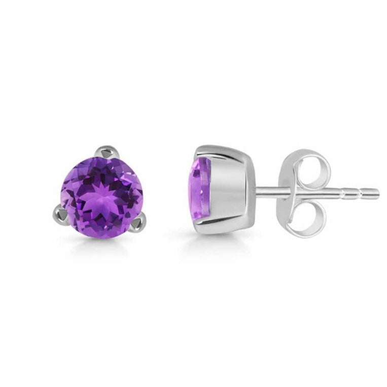 Cercei stud ametist argint 6 mm Round/3, druzy.ro, pietre semipretioase 4