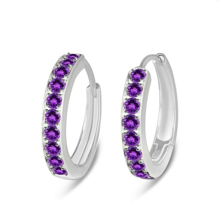 Cercei ametist argint HOOP, druzy.ro, pietre semipretioase 1