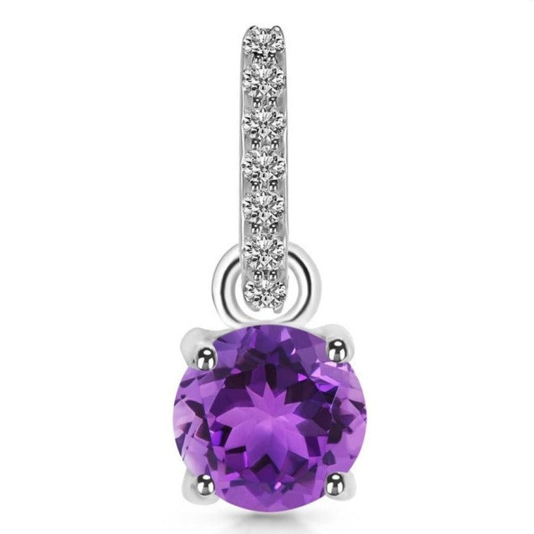 Pandantiv ametist, topaz alb din argint 6mm Round, druzy.ro, pietre semipretioase 2