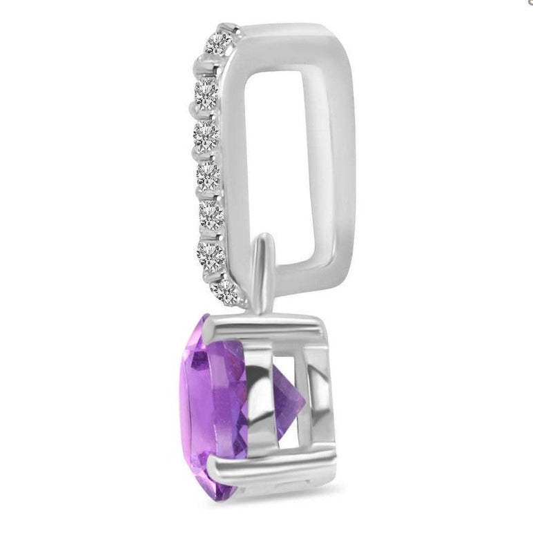 Pandantiv ametist, topaz alb din argint 6mm Round, druzy.ro, pietre semipretioase 4
