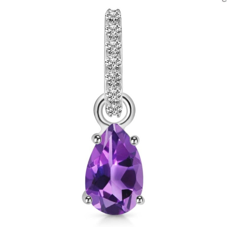 Pandantiv ametist, topaz alb din argint 8 mm Pear, druzy.ro, pietre semipretioase 2