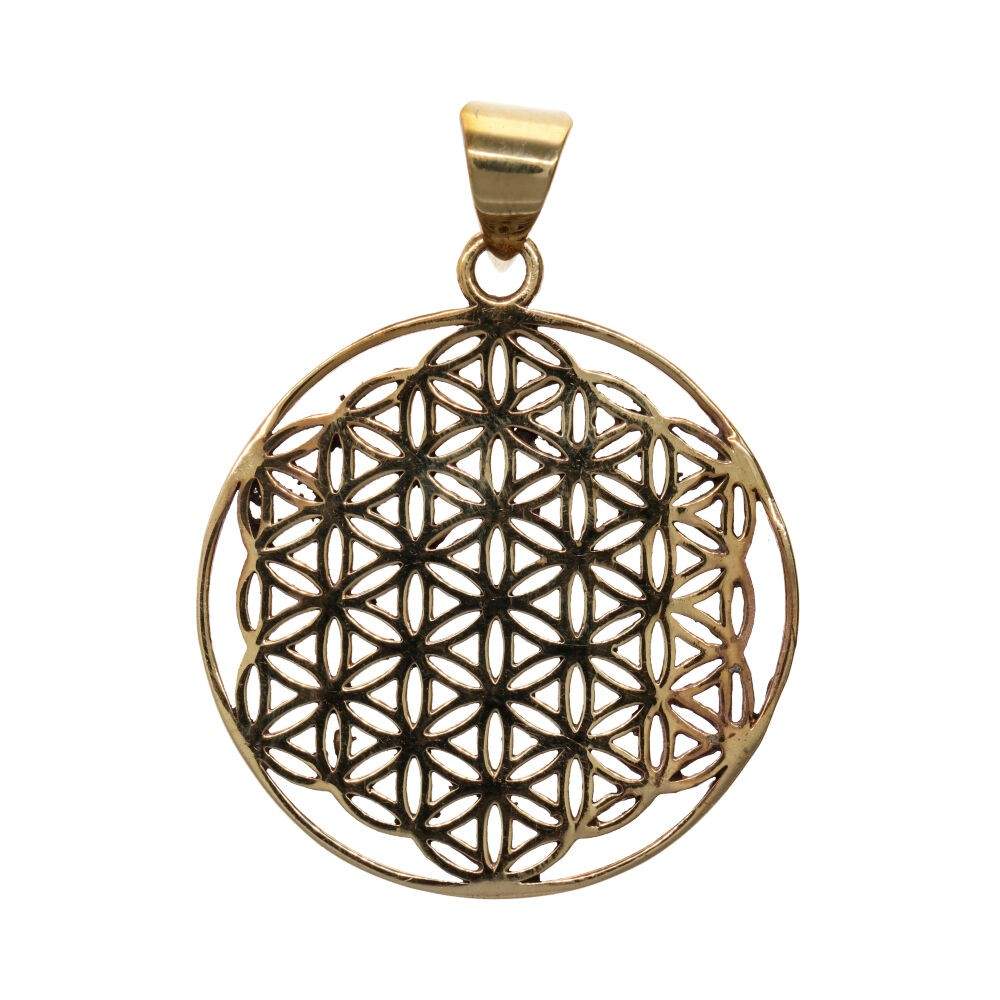 Pandantiv bronz Flower of Life model 22, pietre semipretioase - druzy.ro 1 