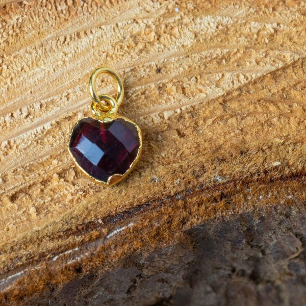 Pandantiv mini inima granat 1 cm, piatra lunii ianuarie, birthstone, pietre semipretioase - druzy.ro 3 