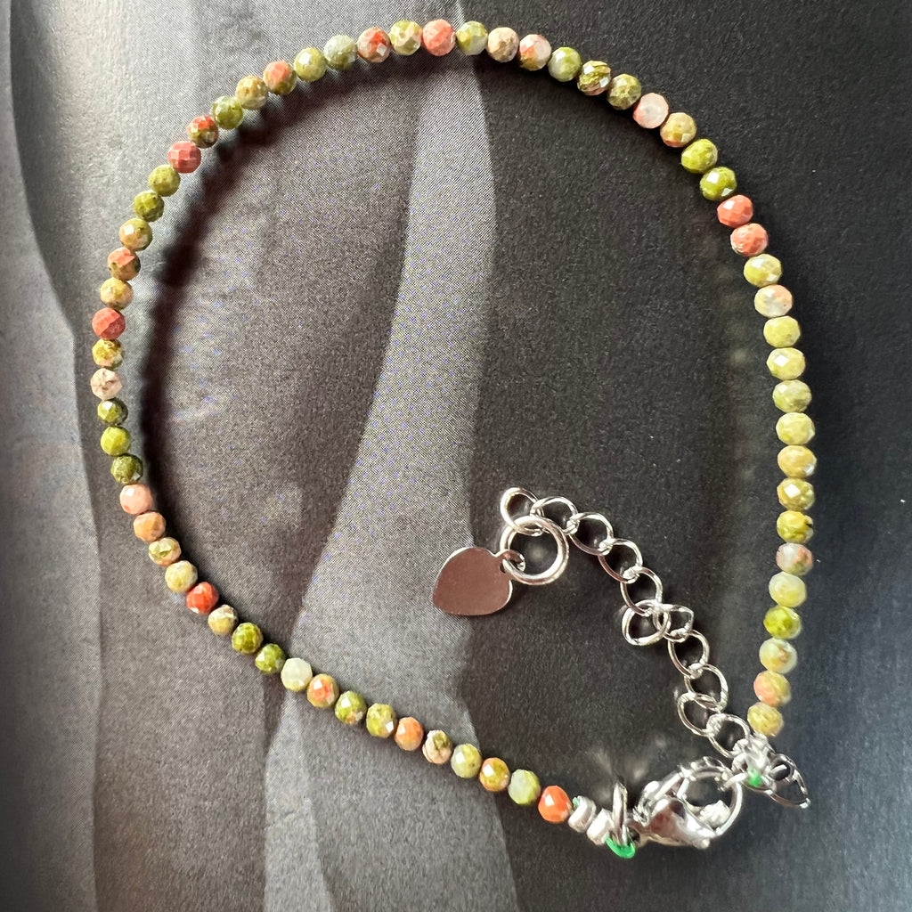 Bratara unakit 2 mm reglabila, pietre semipretioase, DRUZY.RO 4