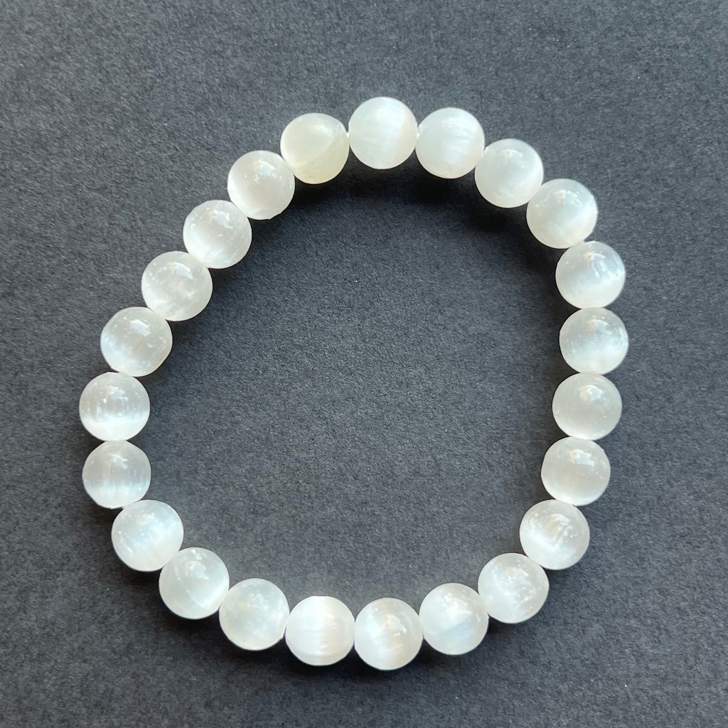 Bratara selenit 8 mm, pietre semipretioase, DRUZY.RO 3