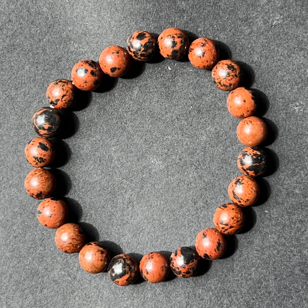 Bratara obsidian rosu mahon 8mm, pietre semipretioase, DRUZY.RO 2