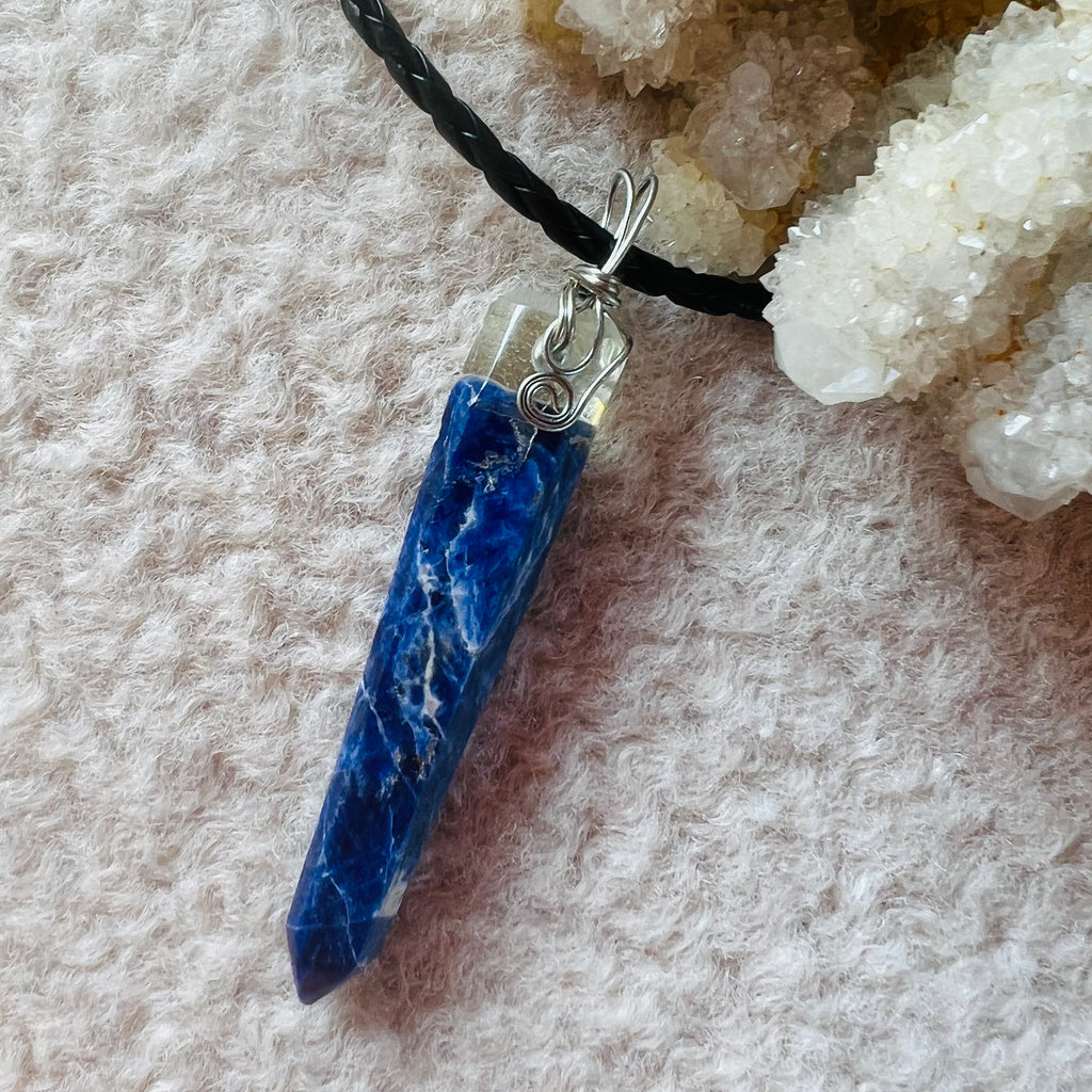 Colier pandantiv sodalit argint wire, druzy.ro, cristale 3