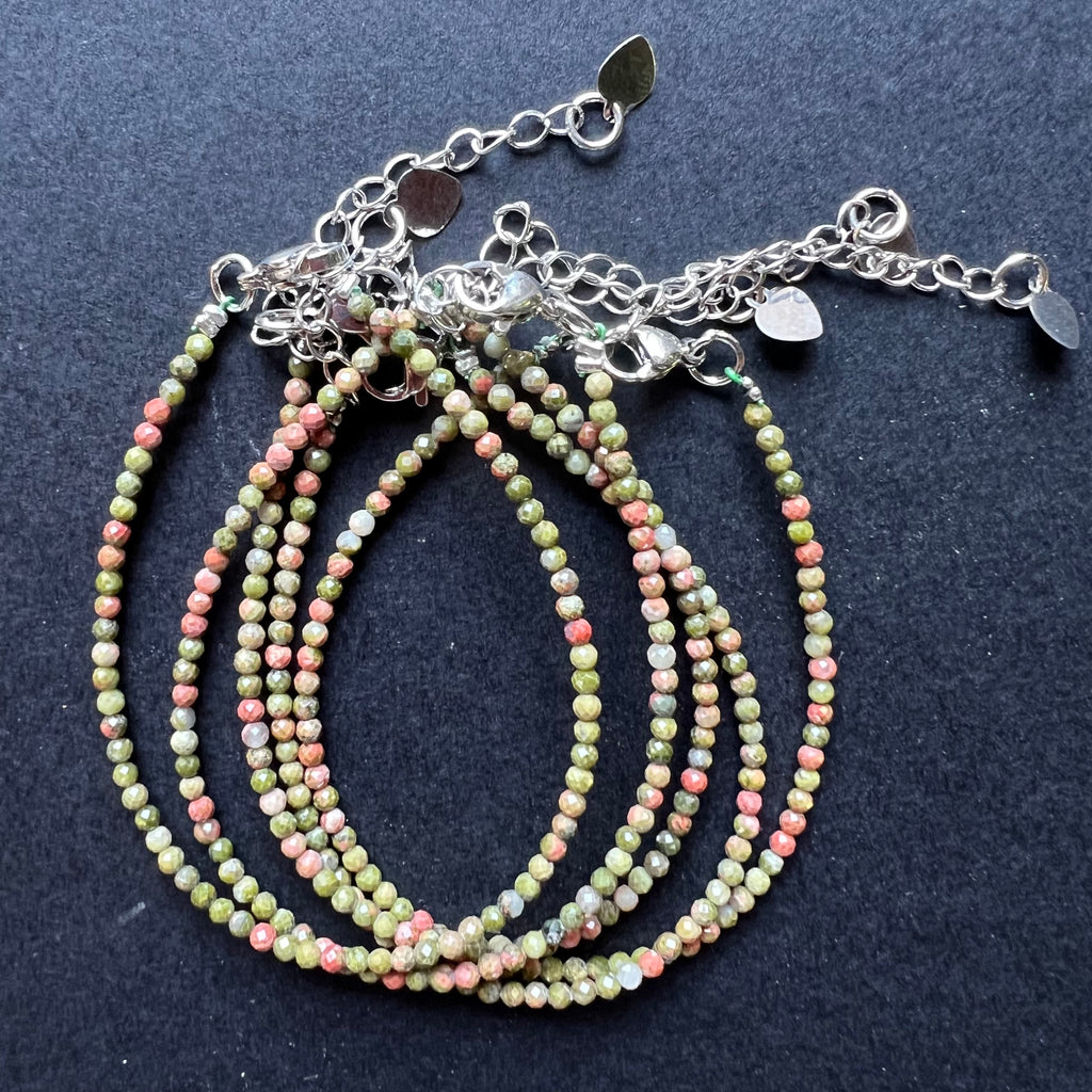 Bratara unakit 2 mm reglabila, pietre semipretioase, DRUZY.RO 2