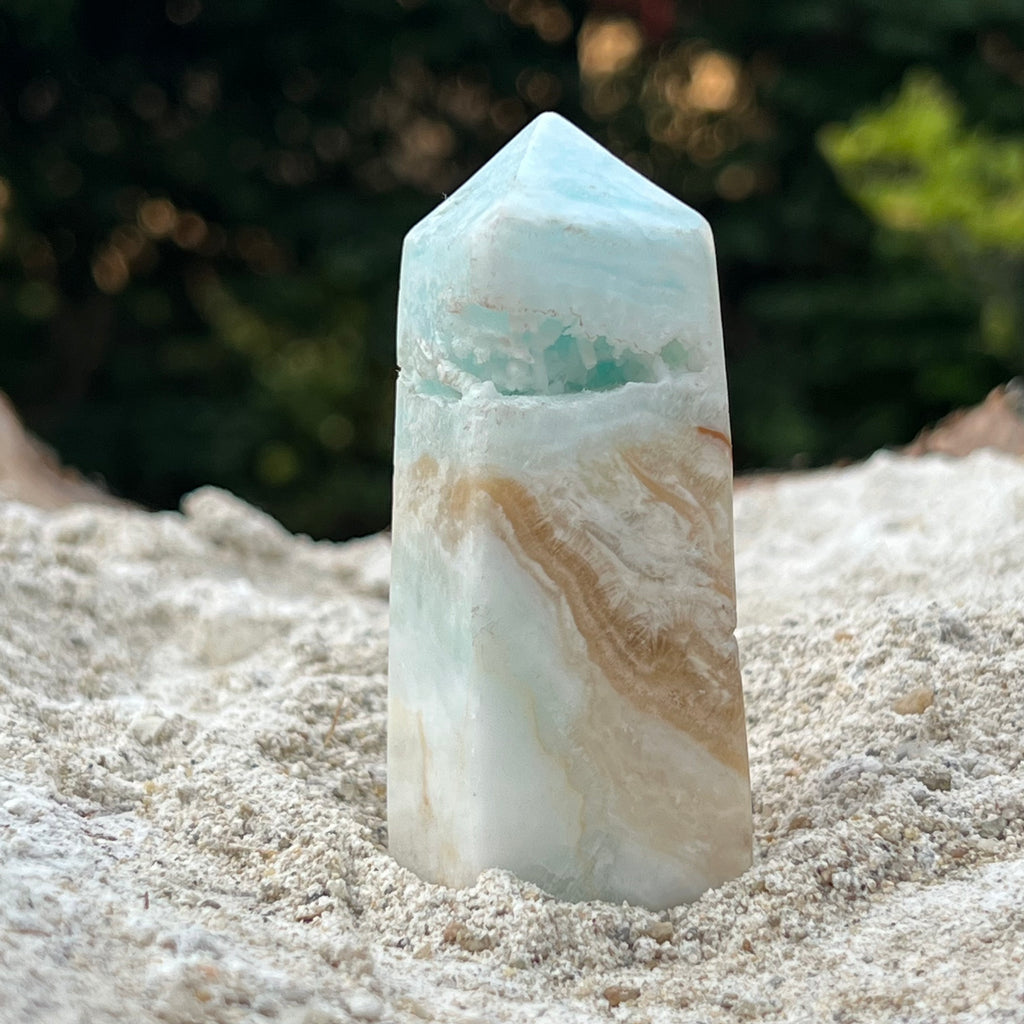 Turn/obelisc calcit albastru caraibe m7, druzy.ro, cristale 1
