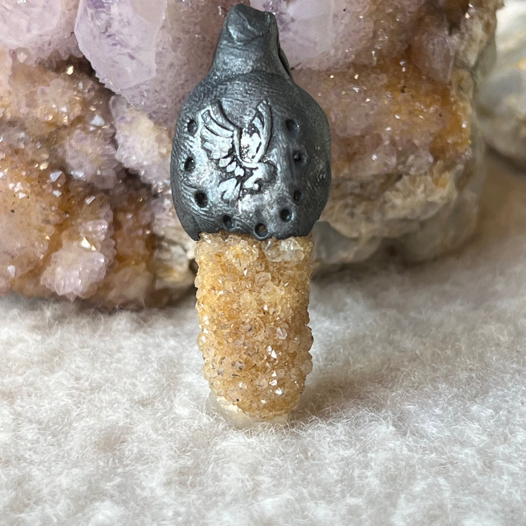 Pandantiv cuart spirit cu limonit m2, druzy.ro, cristale 1