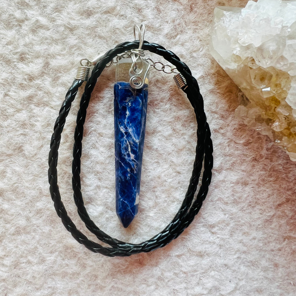 Colier pandantiv sodalit argint wire, druzy.ro, cristale 2